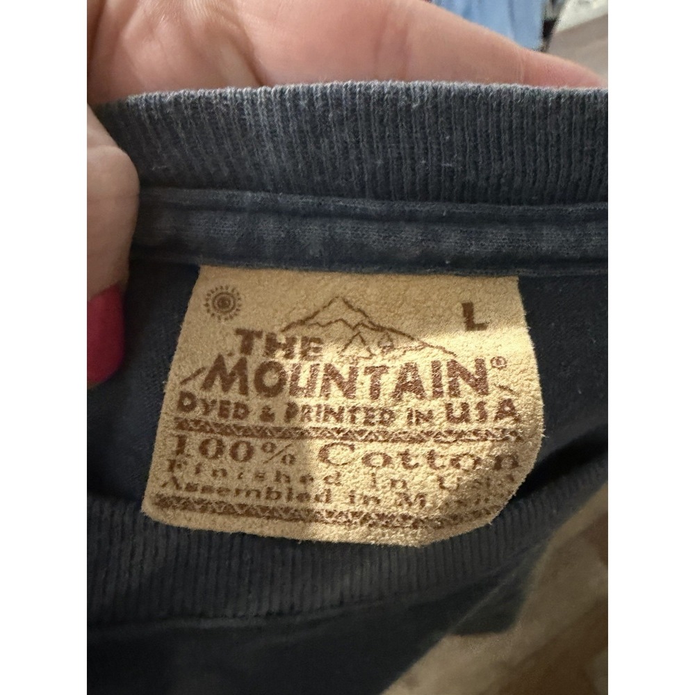 Vtg The Mountain T Shirt Men's Large Blue/Grey Tie Dye Train And Town 1998 USA - Picture 3 of 3